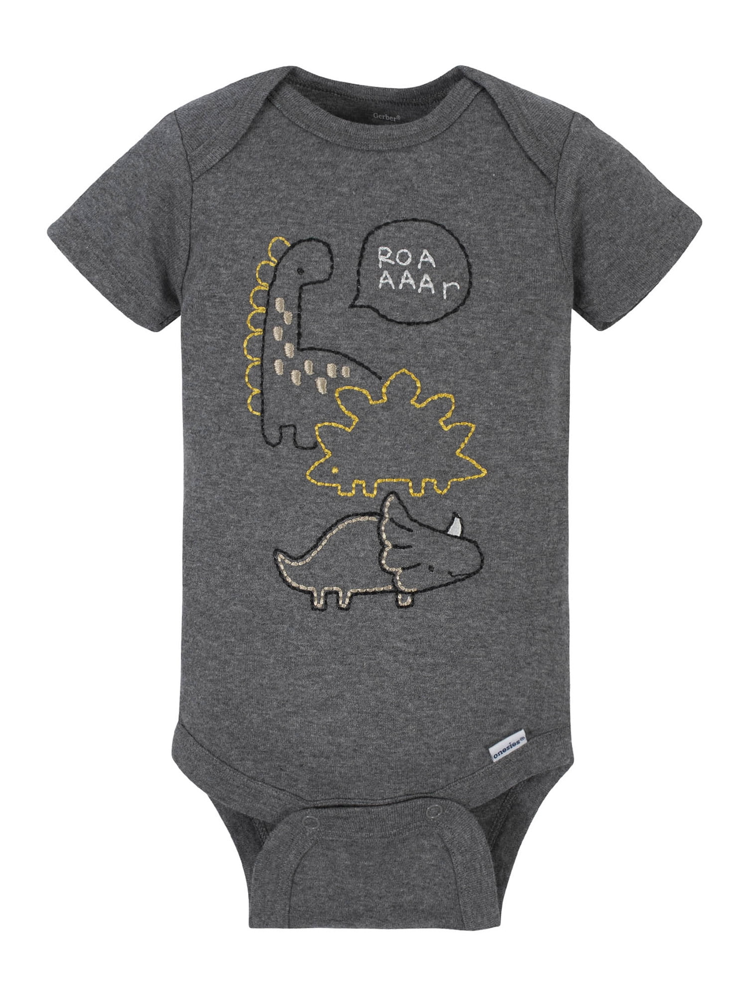 Gerber Organic Cotton Baby Boy Dino Bodysuit, 3 Pack