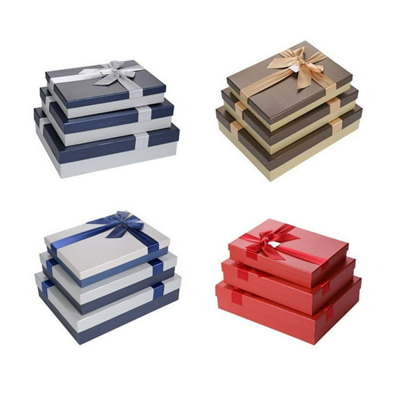 EXHUMKY 1Pc Red Scarf Box with Ribbon Strong Paperboard Storage Case for Clothes and Accessories