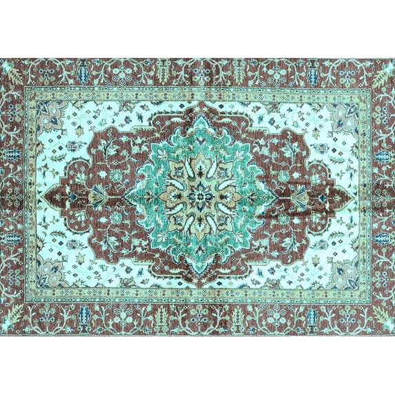 Ahgly Company Indoor Rectangle Persian Light Blue Traditional Area Rugs, 5' x 8'