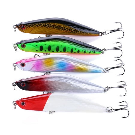 HENGJIA Fishing Lures for Bass 5PCS Fishing Pencil Popper Lures Topwater Pencil Lures Sinking Hard Bait Pencil Popper Lure Surf Fishing Lures Pencil Lure