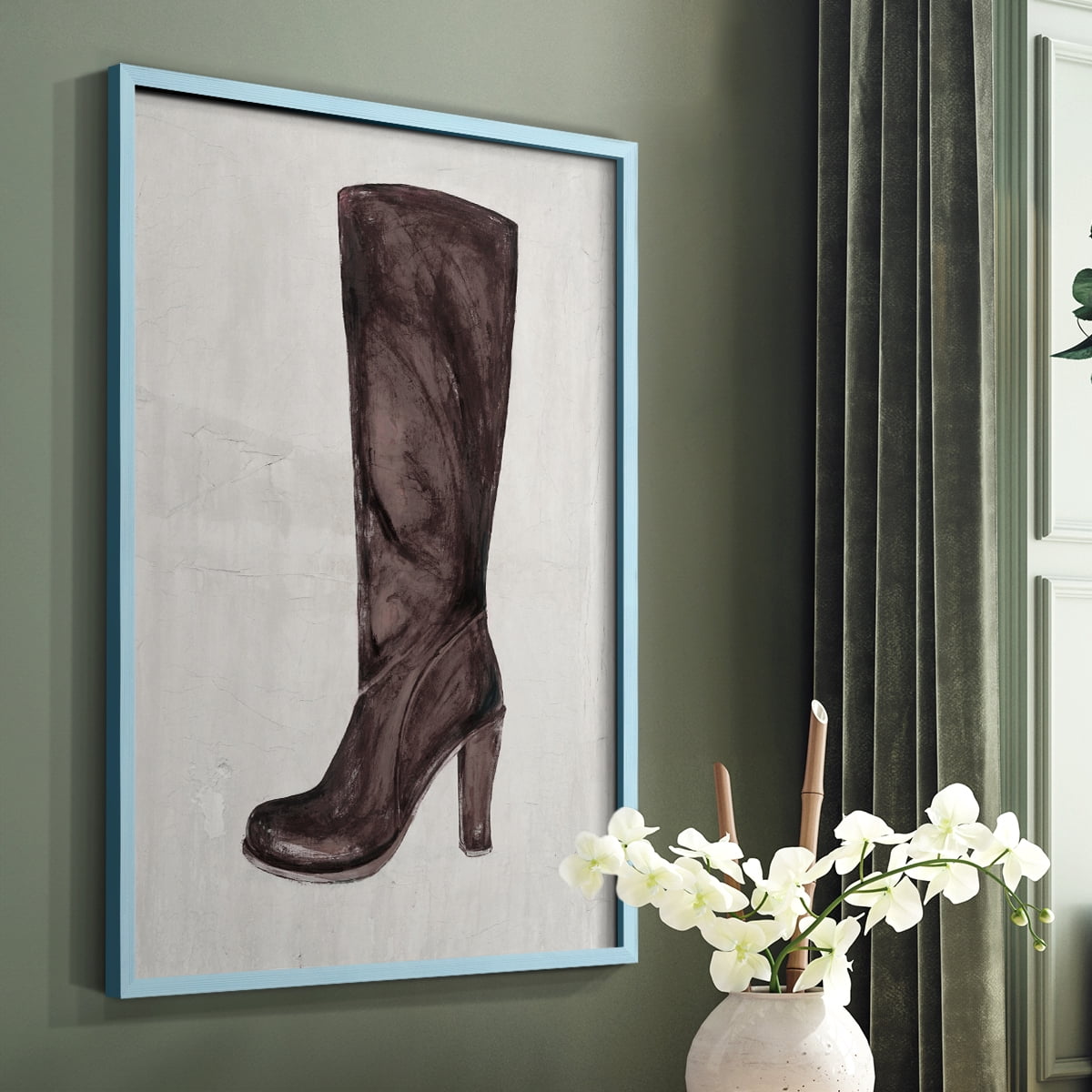 The Shoe Fits III V1 Framed Print in Blue Solid Wood Framed Print No Nail Hanging