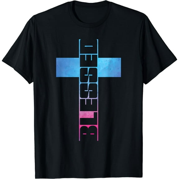 Cute Christian T-Shirts Girls Cross Tshirt Women's Blessed T-Shirt