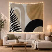 Abstract Geometric Shapes in Black and Tan, Serene Minimalist Modern for Art Lovers, Abstract Geometric Wall Art, Housewarming Gift Tapestry Wall Hanging for Living Room, Bedroom and Dorm