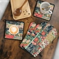 thumbnail image 5 of Pioneer Flower Kitchen Oven Mitt and Pot Holder Sets 4 Pcs for Baking, Cooking and Grilling, Heat Resistant Up To 392 °F, 5 of 7