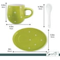 thumbnail image 5 of Servette Home 2 Green Ceramic Polka Dot Coffee Mugs Sets with Plate and Spoon - 11oz, 5 of 6