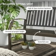 thumbnail image 6 of Demifill 46" Outdoor Garden Bench, Metal Bench, Wood Look Slatted Frame Furniture for Outdoor, Brown, 6 of 11