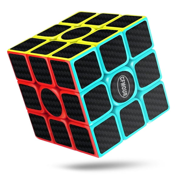 CFMOUR Cube de Vitesse Original 3x3, 4x4, 5x5 et Ensemble de Cube Magique Rapide pour les Enfants, Cubes de Fibre de Carbone Lisses Puzzle Jouets (Noir 3 * 3), KB8888T