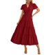thumbnail image 1 of Vestido PRETTYGARDEN para mujer, midi, cuello en V, cuello en V, volantes y bolsillos, 1 of 9