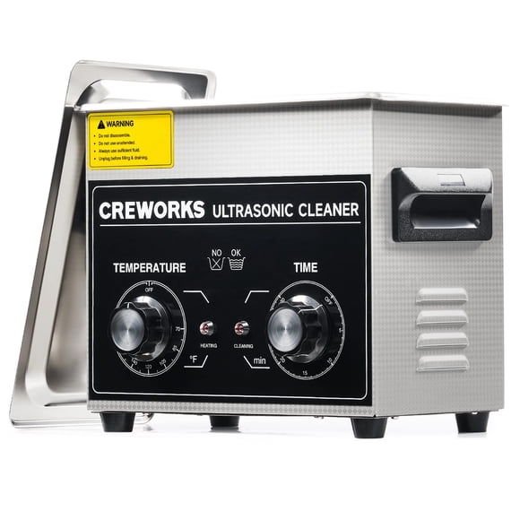 CREWORKS 3.2L Ultrasonic Cleaner with Heater & Timer, 304 Stainless Steel Sonic Cleaner, 0.8gal Ultrasonic Parts Cleaner with Knobs, 120W Professiona