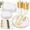 Gold-175Pcs(25Guests), variant on 175clear Plates Disposable Party For 25 Guests