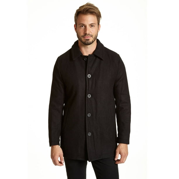 Excelled - Excelled MX4127WM Mens Wool Melton Button Front Car Coat ...