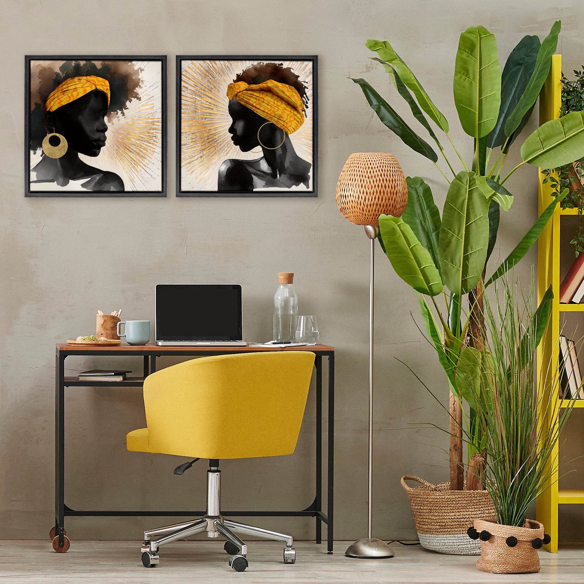 Stupell Industries Radiant Portraits Of Women 2 Piece Black Framed Floater Canvas Set, design by CAD Designs