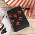 thumbnail image 6 of Ladies Simple PU Leather Vertical Buckle Cherry Embroidered Short Wallet Coin Purse Small Wallet Women Wallet GREY, 6 of 8