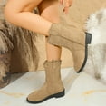 thumbnail image 2 of Rokment Fall Winter Vintage Mid Calf Boots for Women Suede Chunky Low Heel Wide Calf Cowboy Riding Tall Boots, 2 of 7
