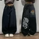 thumbnail image 3 of Vaqueros con estampado gótico Retro de Hip Hop americano para mujer Y2K, nueva venta de calle, pantalones de pierna ancha rectos sueltos, pantalones vaqueros Joker Unisex, 3 of 5