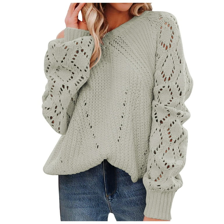New V-Neck Hollow Trumpet Sleeve Sweater New V-Neck Hollow Trumpet Sleeve Sweater
