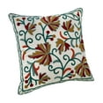 thumbnail image 2 of Loyerfyivos Floral Embroidered Fall Decorative Throw Pillow Cover 18"x 18", Boho Farmhouse Embroidery Patterned Orange Teal Cushion Case for Sofa Couch Living Room Bedroom Outdoor, 2 of 6