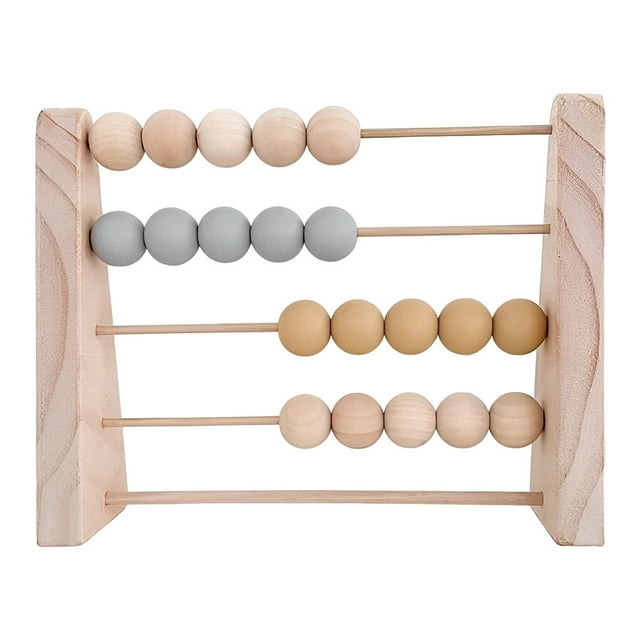 ziyahi Wood Abacus Toy Beads Counting Playthings Simple Design Early Education Math Learning Toys Educational Prop Home Decoration Gray yellow