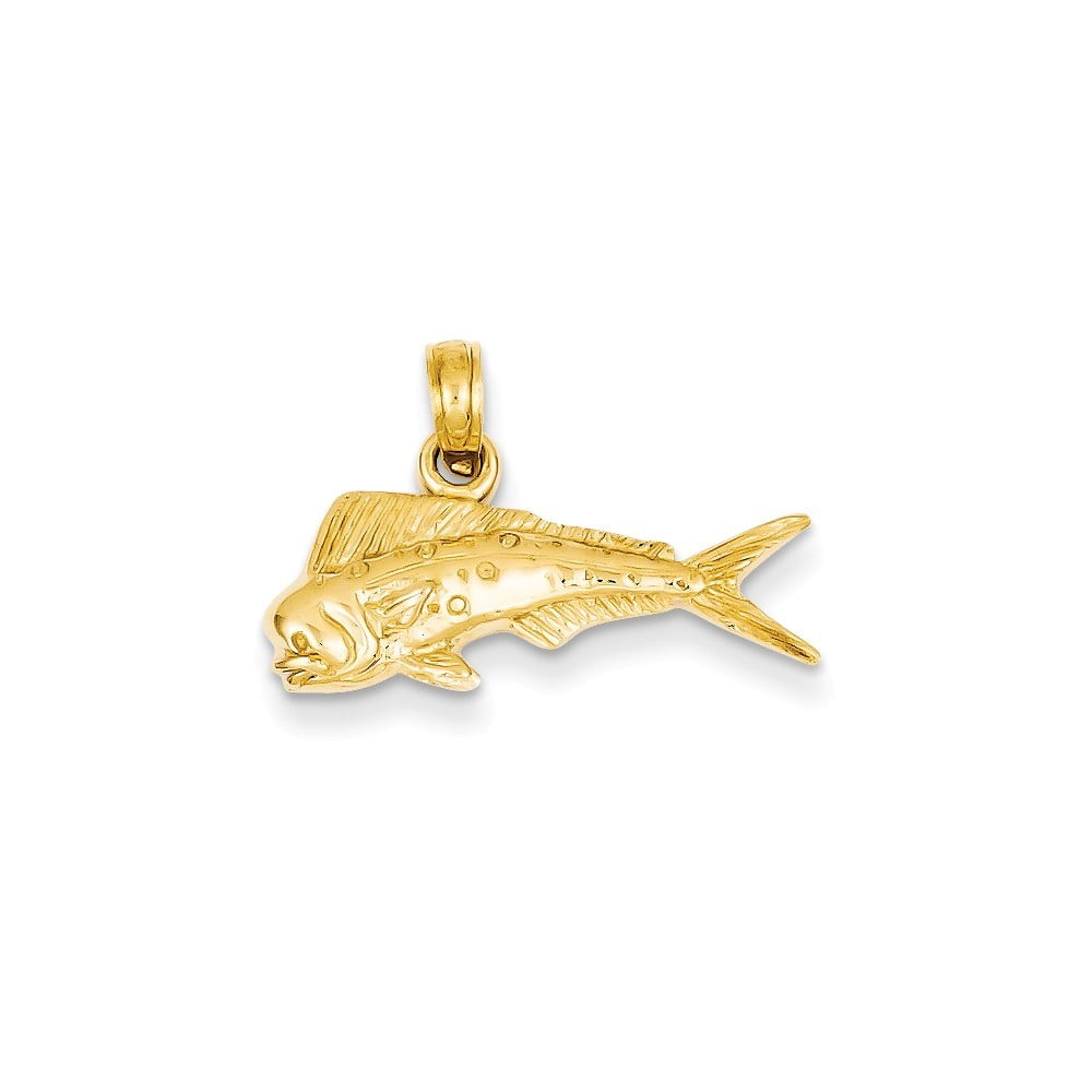 14k Yellow Gold Mahi Mahi Fish Pendant 1.4 Grams Measures 15x22mm