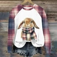 thumbnail image 2 of Goodeals Womens Easter Bunny Sweatshirt Casual Plaid Long Sleeve Shirts Fashion Cute Rabbit Tops Oversized Loose Fit Tops(Purple,XXL), 2 of 4
