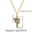 thumbnail image 1 of Zhuge Collar con colgante hecho a mano, diseño de cactus, con colgante de circonita (oro), 1 of 2