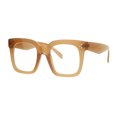 thumbnail image 2 of SA106 Oversize Thick Plastic Nerd Rectangular Horn Rim Horned Clear Lens Glasses Beige, 2 of 4