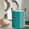 thumbnail image 5 of Fotbe Teal Color Pattern Laundry Basket with Handles, Waterproof Large Laundry Hamper, Wash Bag for Corner Dorm, Rolling Laundry Basket with Handles-, 5 of 6