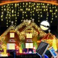 thumbnail image 2 of Luces solares de Navidad con forma de carámbano para exteriores, cortina de luces centelleantes con control remoto, cadena de luces en cascada de 8 modos para decoración del hogar, 2 of 5