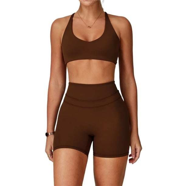 Conjuntos de entrenamiento for mujer, sujetador deportivo de 2 piezas, camiseta sin mangas, leggings de cintura alta, ropa deportiva for gimnasio y yoga, top de entrenamiento for mujer