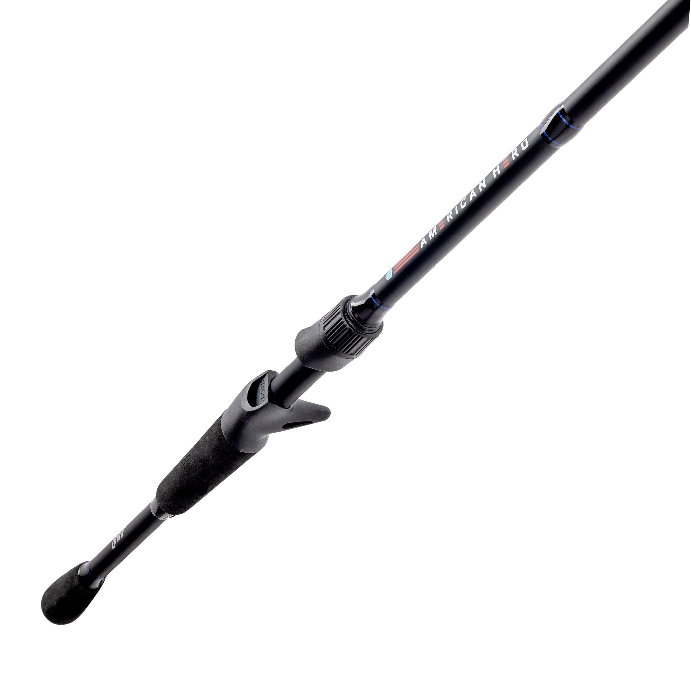 Lew’s American Hero Casting Fishing Rod, 7-Foot 6-Inch 1-Piece, Heavy Power, Fast Action, IM6 Graphite Rod, Stainless Steel Guides and Inserts, EVA Split-Grip, No Foul Hook Keeper, Black/Blue