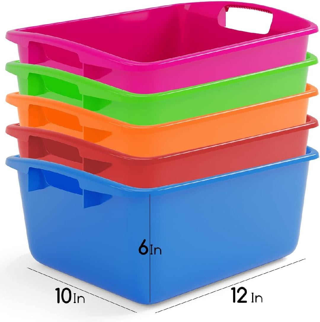 GAMENOTE Multicolor Storage Bins with Lids - 5 Qt 6 Pack Small Cubby Bins  Stackable Plastic Containers for Classroom Book Bin Toy Organizers (12× 7.2