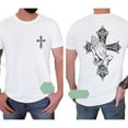 thumbnail image 5 of Gothic Cross Prayer Hands Double-Sided T-Shirt, Vintage Christian Streetwear Tee, Grunge Graphic Print Top, Casual Unisex Street Style Shirt, 5 of 7