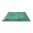 thumbnail image 2 of Ahgly Company Machine Washable Indoor Rectangle Medallion Turquoise Blue Traditional Area Rugs, 3' x 5', 2 of 4