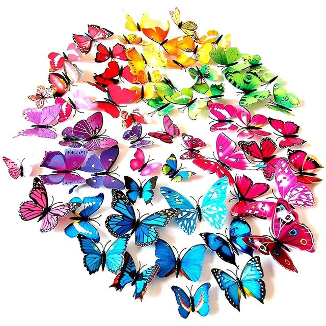 108 pegatinas 3d para decoración de pared de mariposas, decoraciones de mariposas