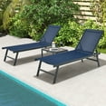 thumbnail image 1 of Gymax Ensemble de 3 Pcs pour Patio Chaise Longue Fauteuil Inclinable en Aluminium Table Extérieur Ajustable Bleu Marine, 1 of 8