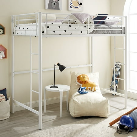 Manor Park Premium Traditional Twin Metal Loft Bed, White