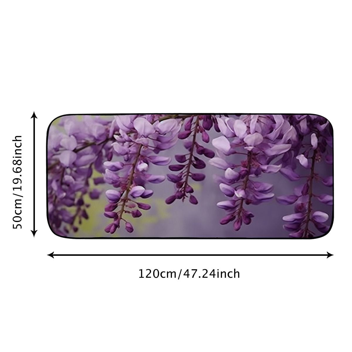 Qinduosi Decorative Door Mat, Door Mat with Non-Slip Rubber Backing, Easy Cleaning, Traps Dirt, for Entry, Patio, Garage - Wisteria Purple Spring Flower Nature 19.68*47.24 in
