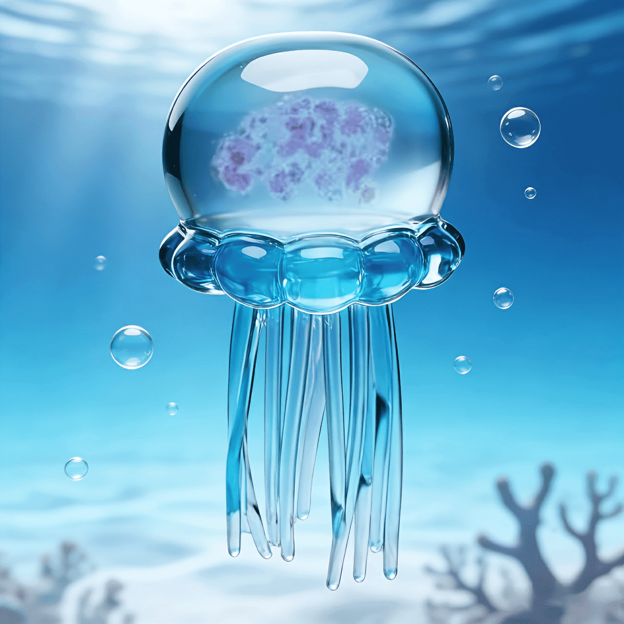 Glitter Jellyfish Squishy Toy, Stress Relief Fidget Toy, Ultra-Soft TPR Material, Slow-Rebound Sensory Toy with Dangling Tentacles for Kids Adults ADHD