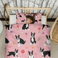 thumbnail image 3 of Boston Terrier Dogs and Flowers Duvet Cover and Pillowcase Set for Single Bedding, Bedroom Accessories for Kids Teens, 3 of 5