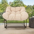 thumbnail image 3 of Uforic Outdoor Patio Papasan Rocking Chair with Thick Cushion,Oversized Rocking Chair - Beige, 3 of 9