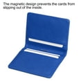 thumbnail image 4 of Uxcell Horizontal Magnetic Folded 5 Card Slots PU ID Badge Holder with Lanyard Navy Blue, 4 of 5
