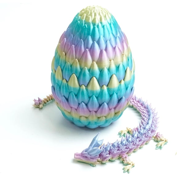 3D Printed Crystal Dragon Egg Models,Flexible Joint Animal lacertid Figurines, 3D Printing Stuff,Stress Relief, Fidget restlessness, ADHD Toys, Surprise Fantasy Gifts