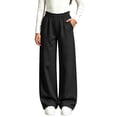 thumbnail image 5 of NAISIBABY Girls Sweatpants, with Pockets Wide Leg Dstring Kids Baggy Lightweight Casual Pants Black Size 14, 5 of 6