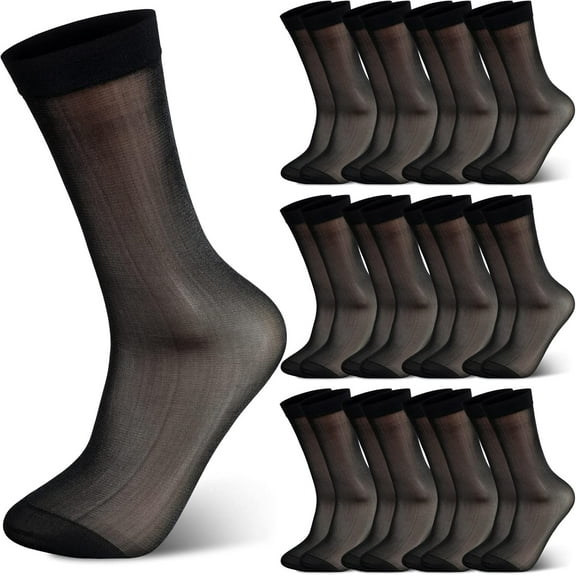 12 Pairs Men Extra Thin Dress Socks Soft Sheer Nylon Business Summer Sheer Man Breathable Dry Fit Crew Socks