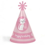 Big Dot of Happiness Purr-fect Kitty Cat - Cone Happy Birthday Party Hats for Kids and Adults - 8 Ct