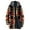 Khaki, variant on Men's Thick Hooded Jacket, Retro Plaid Print Zipper Pocket Long Cotton Coat for Outdoor Winter Wear and Holiday Season,Coffee,2XL