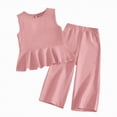 thumbnail image 6 of HCNTES Little Girls Summer Clothes 2 Piece Outfit Ribbed T-Shirt Top + Cargo Pants 3-7T Children Kids Girls School Clothing Set(H03-Pink,3-4 Years), 6 of 6