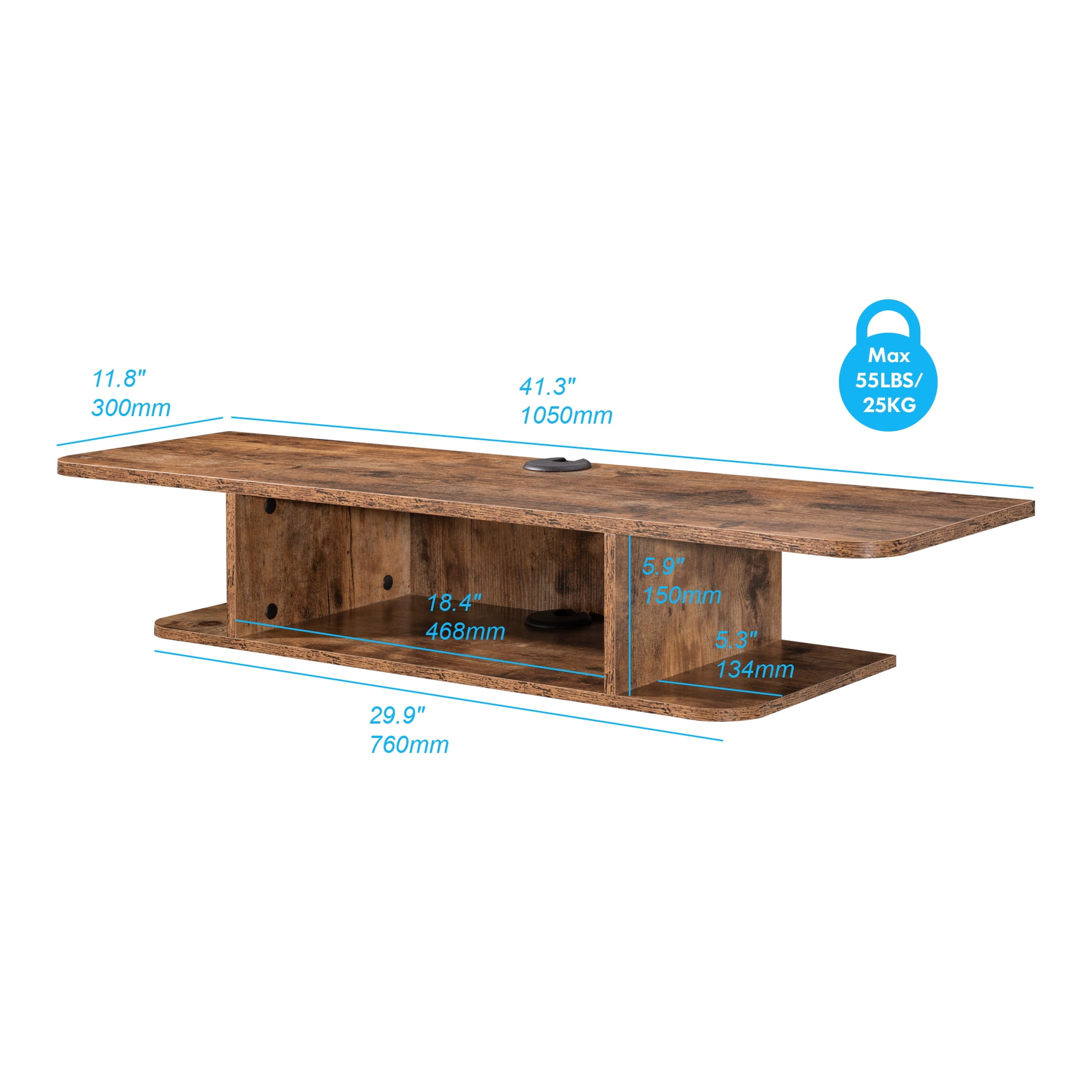 FITUEYES Wall Mount TV Stand for TVs up to 50", Brown
