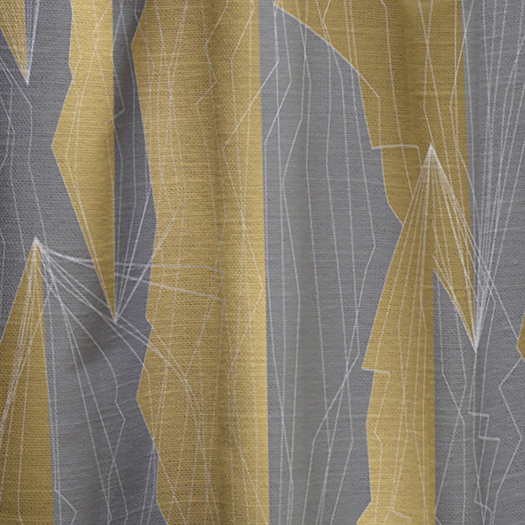 Designart 'Golden and Gray Polygon Pattern' Mid-Century Modern Curtain Panel