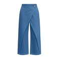 thumbnail image 6 of Gfyviroh Women's Office Capri Pants Wrap-Front High Waist Elegant Long Capris Loose Wide Leg Business Casual Pants with Pockets, 6 of 6